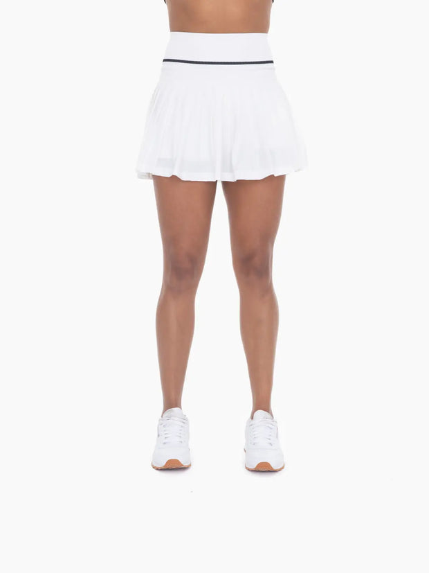 NB White tennisi/pickleballs skirt with black stripe