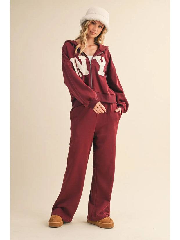 Ny Zip Up Hoodie and Straight Pants Set NB