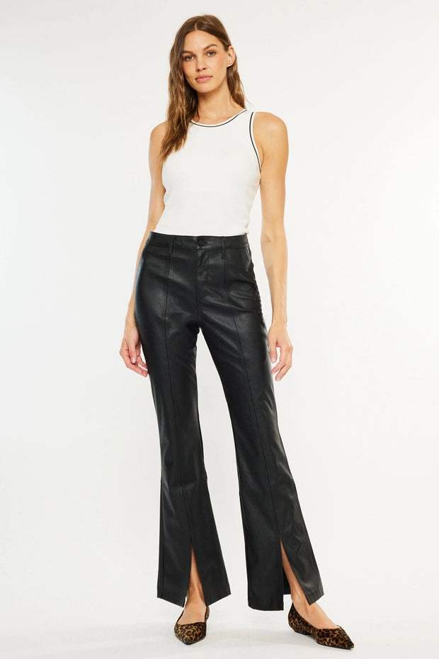 SLY vegan leather bootcut pants NB