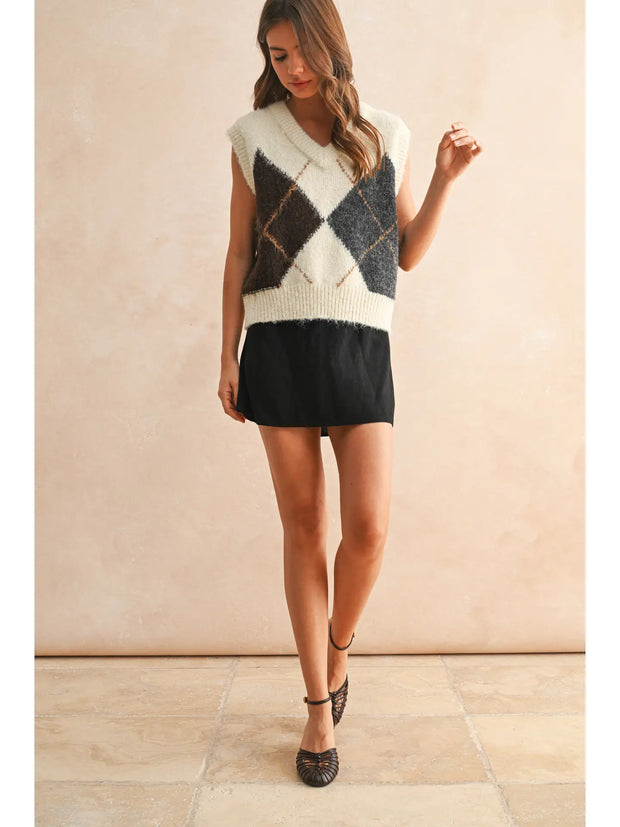 Argyle Pattern Sweater Vest NB