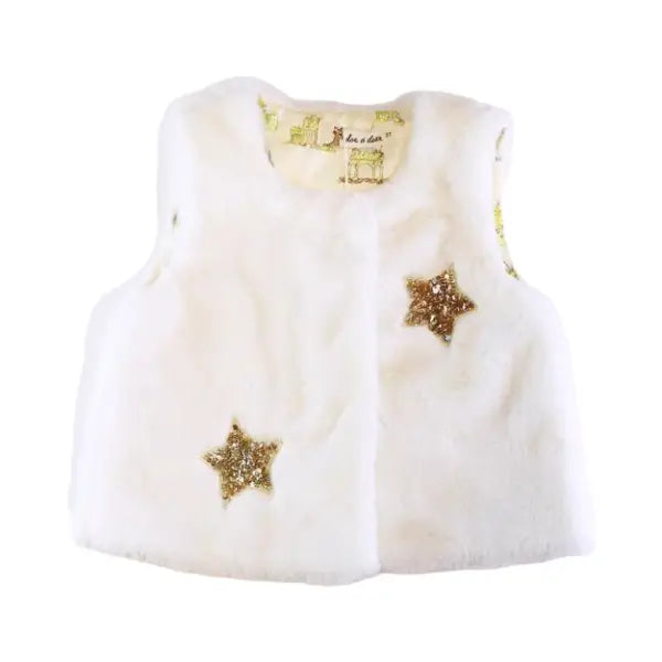 Kids Sequin Star Furry Vest