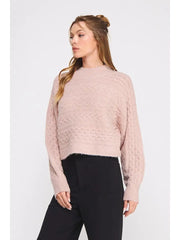 April Ribbed Pointelle Mock Neck Sweater NB