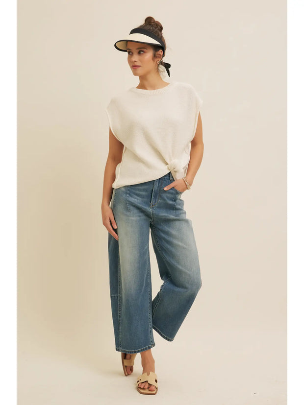 NB Loose Fit Exposed Seam Cotton Knit Sweater