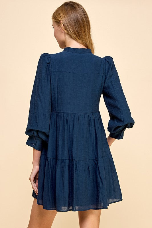 NB Pleated long sleeve dress