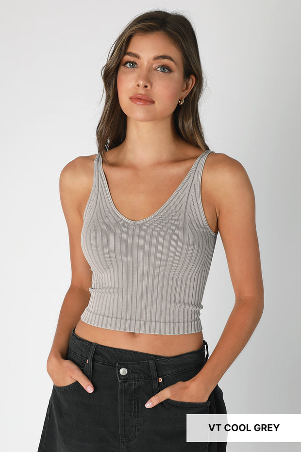 Nikibiki Vintage  Ribbed V Neck Top