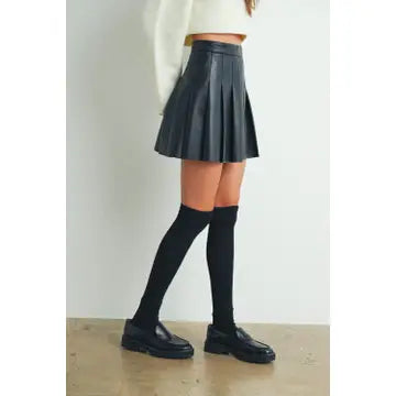 PAM  Pleated Leather Mini Skirt NB