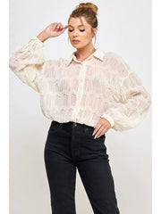 Romantic Sheer Button Front Blouse NB