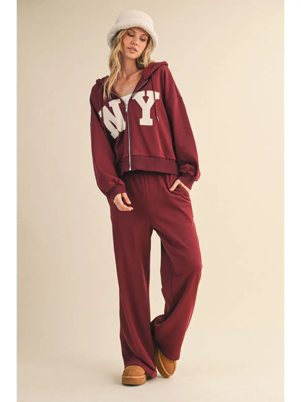 Ny Zip Up Hoodie and Straight Pants Set NB