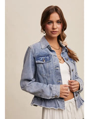 Tia Ruffled Hem Denim Jacket NB