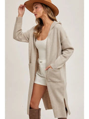 NB long open cardigan with hood