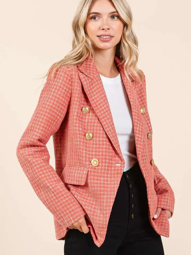 NB Cassie Notch Lapel Tweed Blazer Jacket