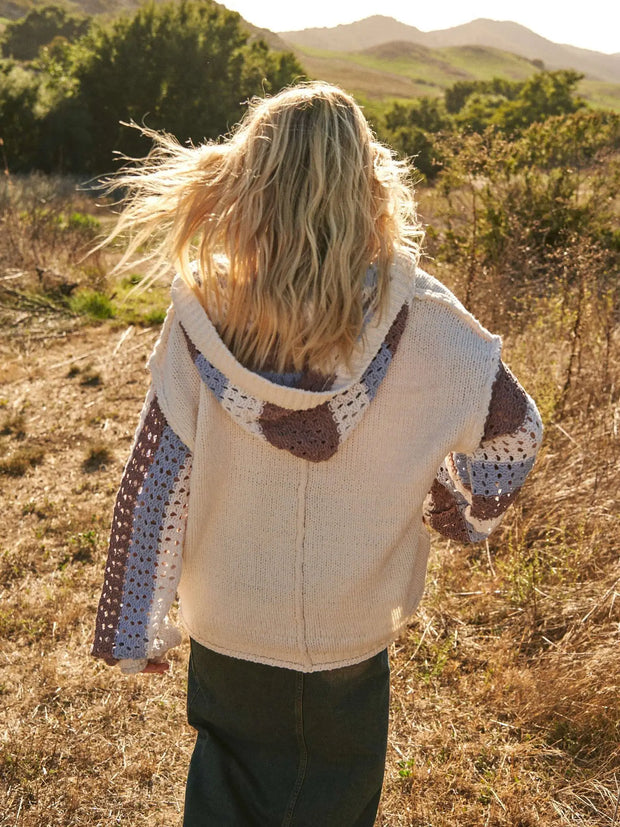 Hooded Stripe Crochet Sweater NB