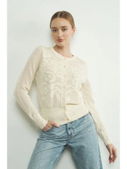 NB Flower Pattern Open Sweater Cardigan