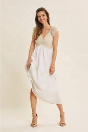 NB Crochet  with Floral Embroidery Midi Dress