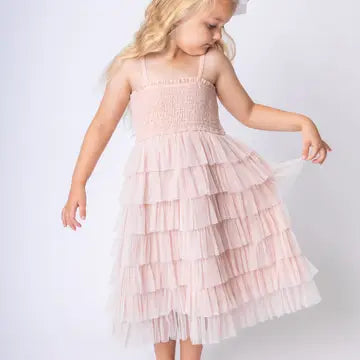 Tulle Tiered Ruffle Dress Light Pink