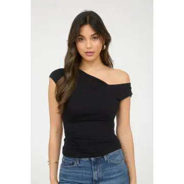 TGS ASYMMETRICAL WRAP NECKLINE TOP