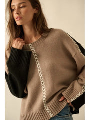 Penny  Knit Stitched Loose-Fit Sweater NB