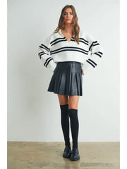 Bri stripe Crop Collar Sweater NB