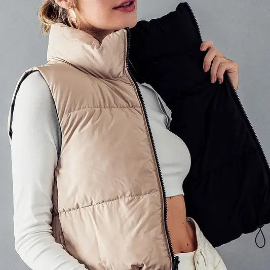 NB DEE  REVERSIBLE  CROPPED PUFF VEST