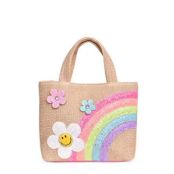 TGS Rainbow Daisy Straw Mini Tote Bag