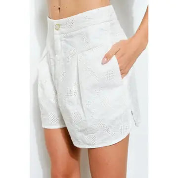NB Embroidered Eyelet High-Waisted Shorts