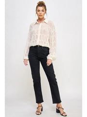 Romantic Sheer Button Front Blouse NB