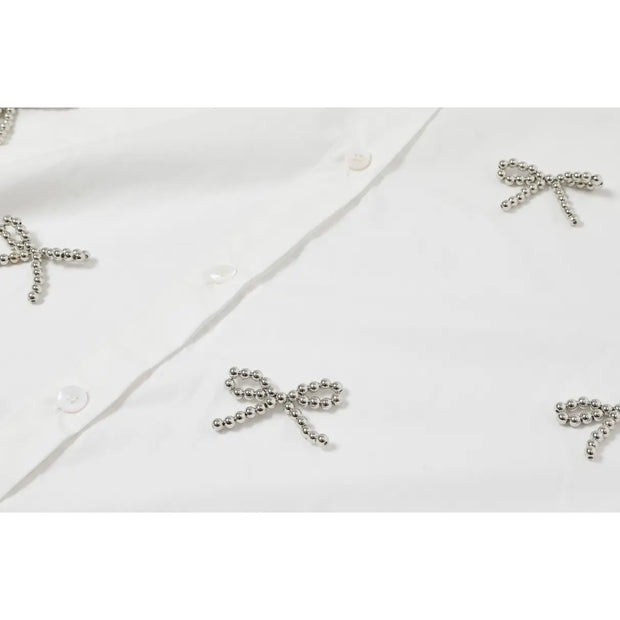 Miley Bow Accent Button Down Shirt NB