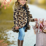 Leopard Ruffle Fleece Cardigan