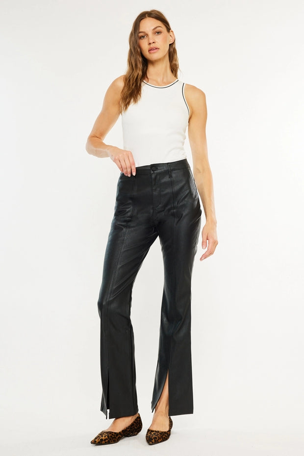 SLY vegan leather bootcut pants NB