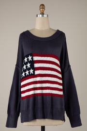 TGS USA Flag Crochet Knit Sweater