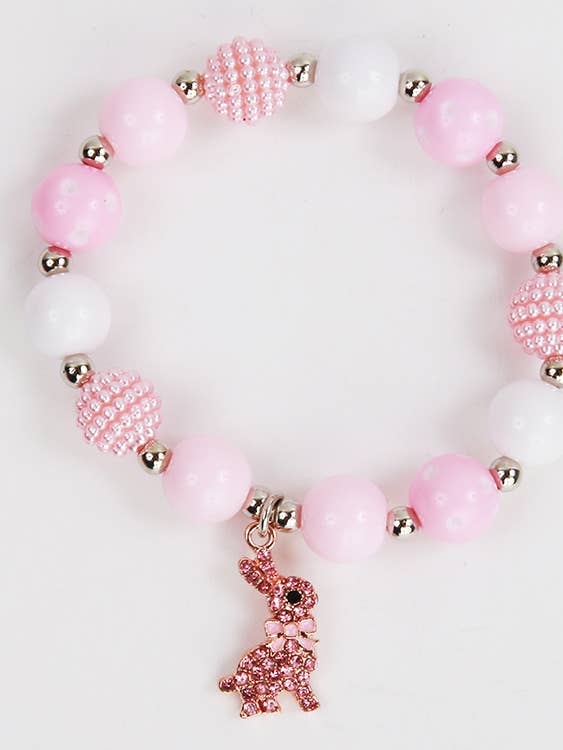 Pink Pearl Beaded Bunny Bracelet