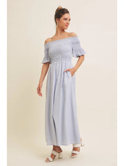NB Off Shoulder Linen Maxi Dress