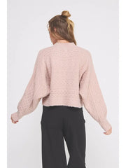 April Ribbed Pointelle Mock Neck Sweater NB