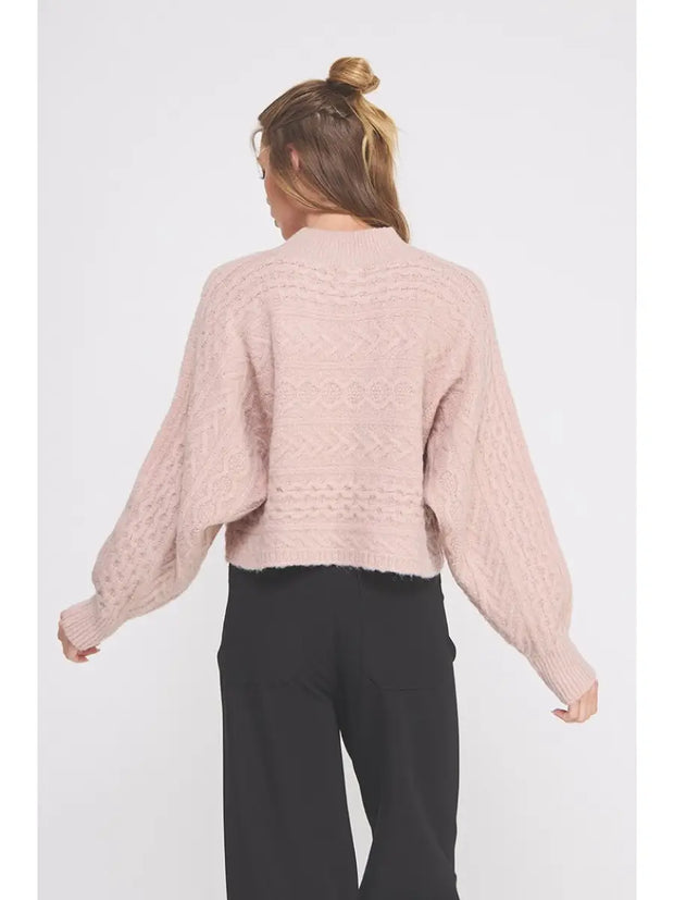 April Ribbed Pointelle Mock Neck Sweater NB