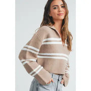 Bri stripe Crop Collar Sweater NB