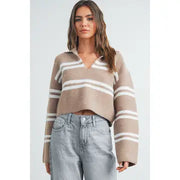Bri stripe Crop Collar Sweater NB