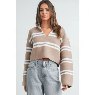 Bri stripe Crop Collar Sweater NB