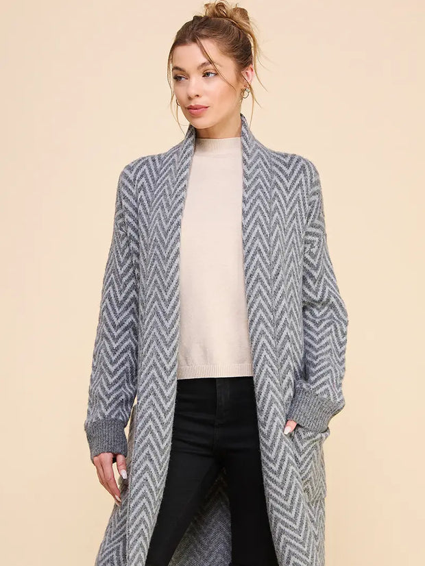 Heathered Chevron Shawl Cardigan