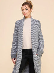 Heathered Chevron Shawl Cardigan