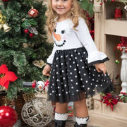 Happy Snowman Polka Dot Tutu Dress