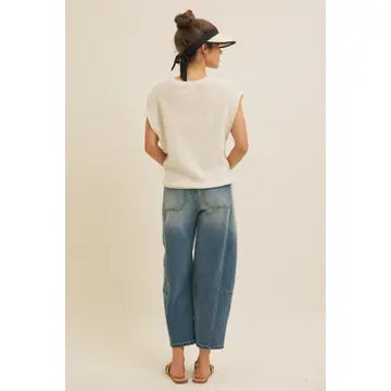 NB Loose Fit Exposed Seam Cotton Knit Sweater