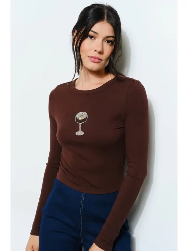 Colleen Espresso Martini Beaded Top