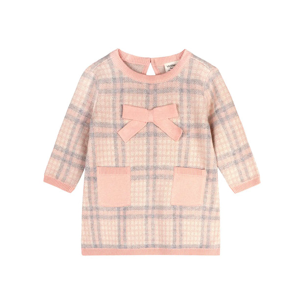 Organic Checkered Bow Baby Dress