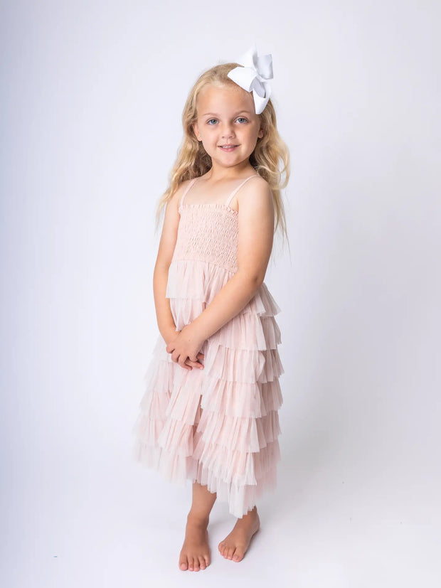 Tulle Tiered Ruffle Dress Light Pink