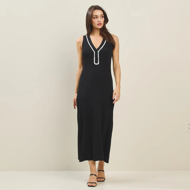 AMY  Embroidered Sweater Dress