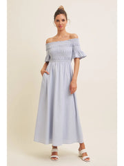 NB Off Shoulder Linen Maxi Dress