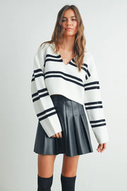 Bri stripe Crop Collar Sweater NB