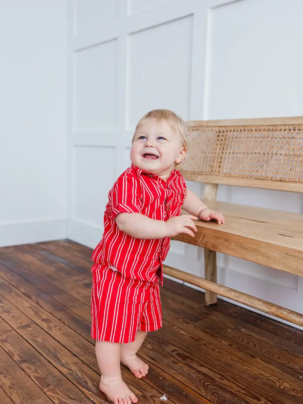 red stripe short set