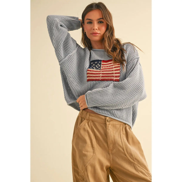 nb Flag Knitted Sweater Top