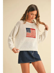 nb Flag Knitted Sweater Top
